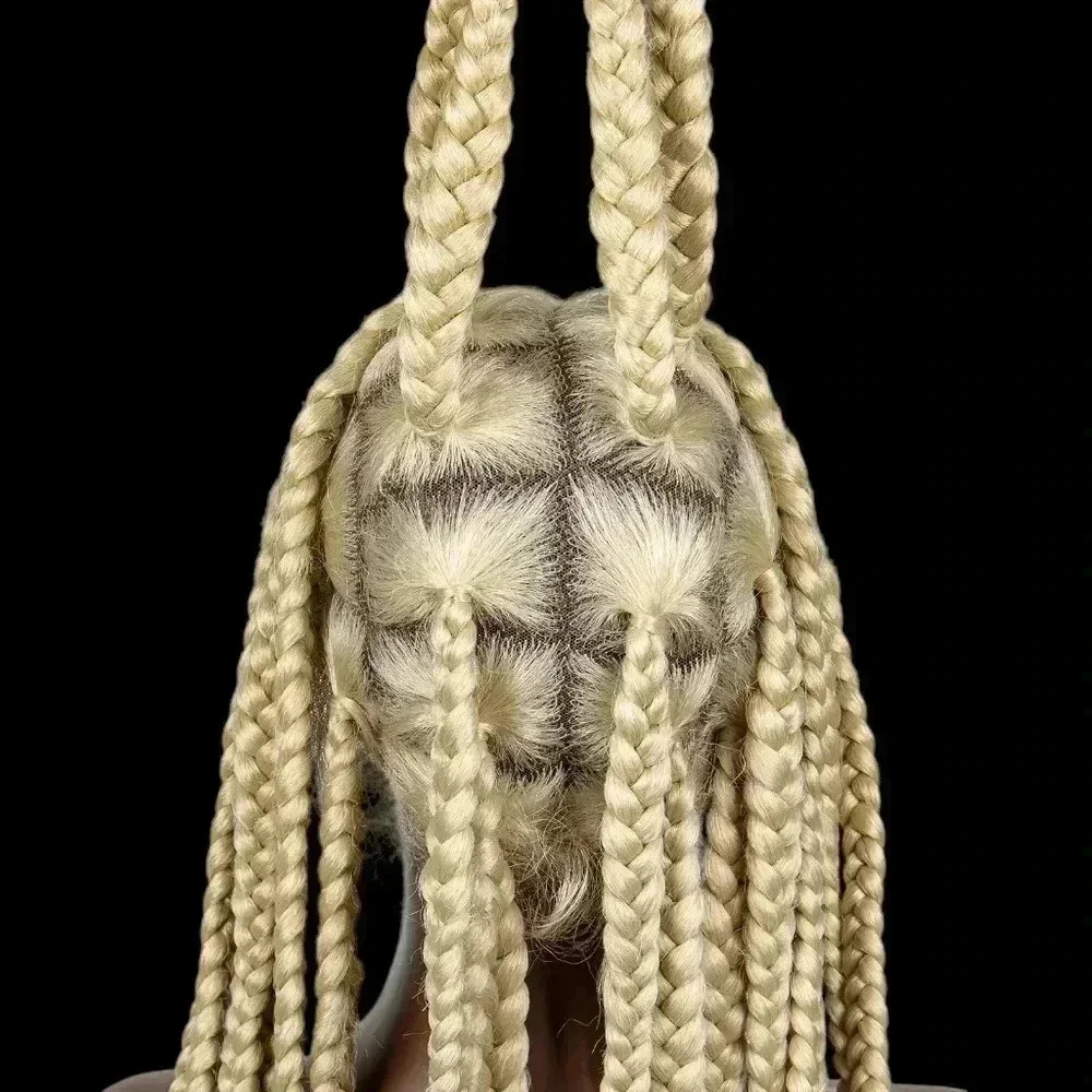 Braided full lace wig, knotless box braids, long medium Braids, blond wig NWT - Picture 3 of 13